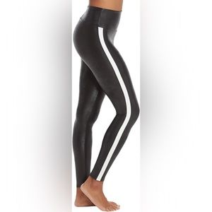 Spanx faux leather stripe leggings M